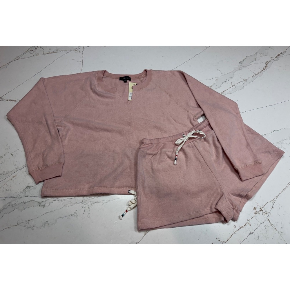 Francesca's Trixxi Clothing Co. Blush ‎ Lounge Set Sweatshirt & Shorts NWT Large